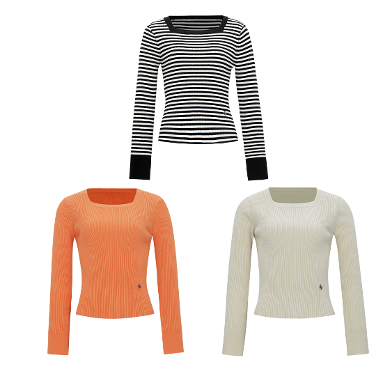 LONG SLEEVE SQUARE-NECK KINT TOP